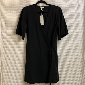 Eileen Fisher organic cotton crepe black kimono XS